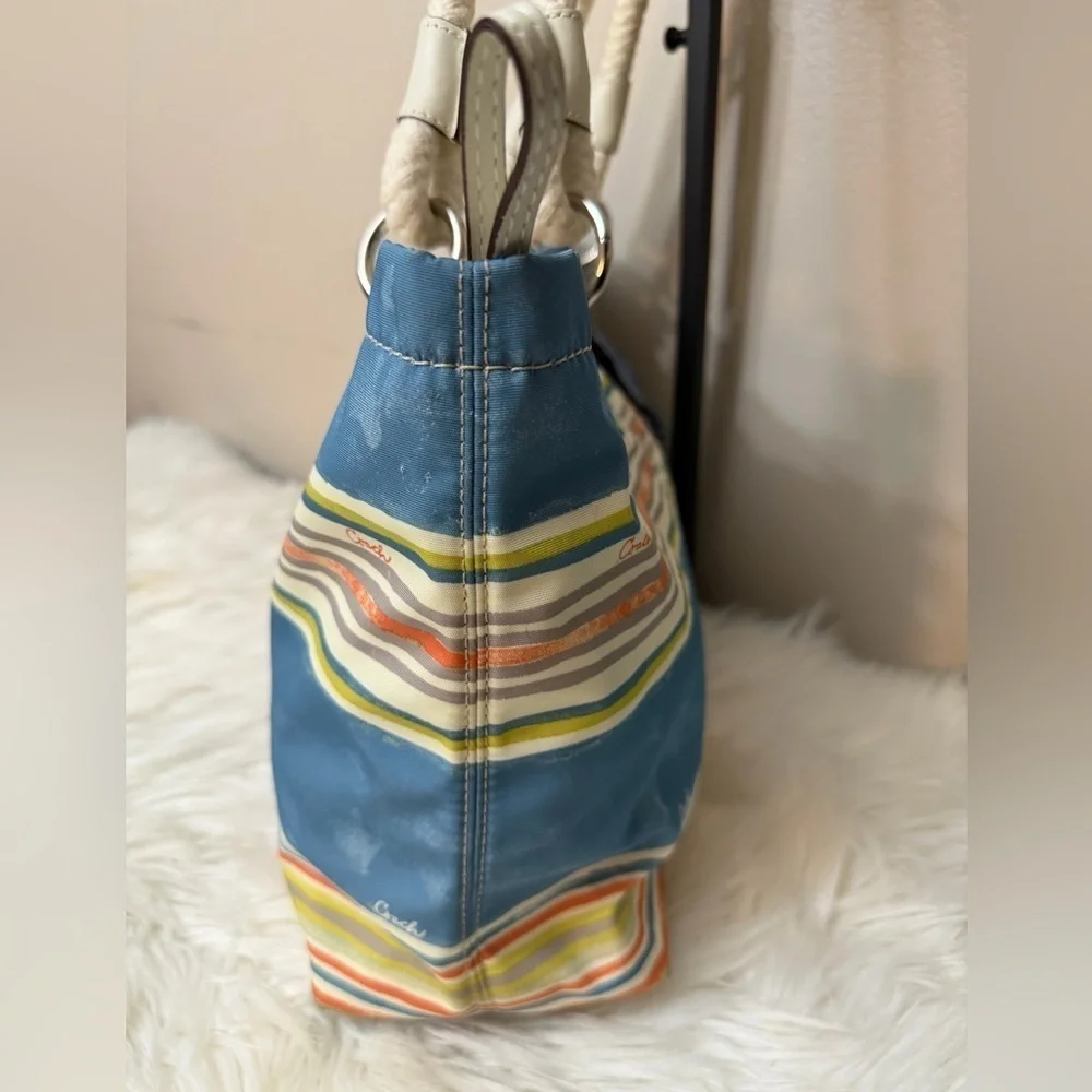 Coach Multicolor Striped Tote Bag